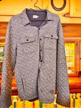 Faherty Heather Gray Quilted Shirt Jacket